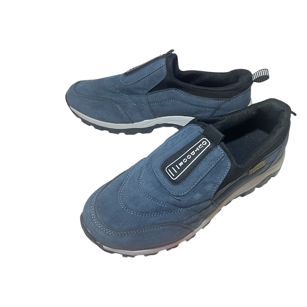 Mens Blue Suede Slip On Shoes Size 38/ US 6.5 Athletic Hiking Walking Sneakers